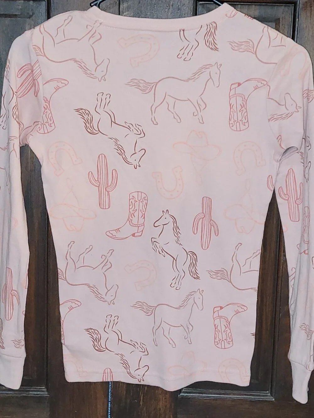 Carter's Light Pink Western Horse Print Long Sleeve Tee, 10/12